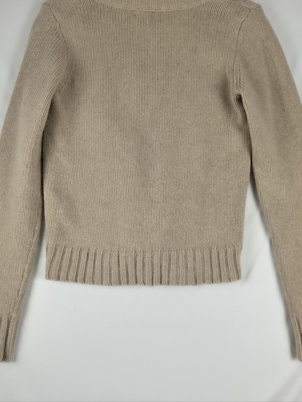 J. Crew Cashmere Blend Cable Knit V-Neck Sweater Tan Camel Minimalist Medium - Picture 9 of 10